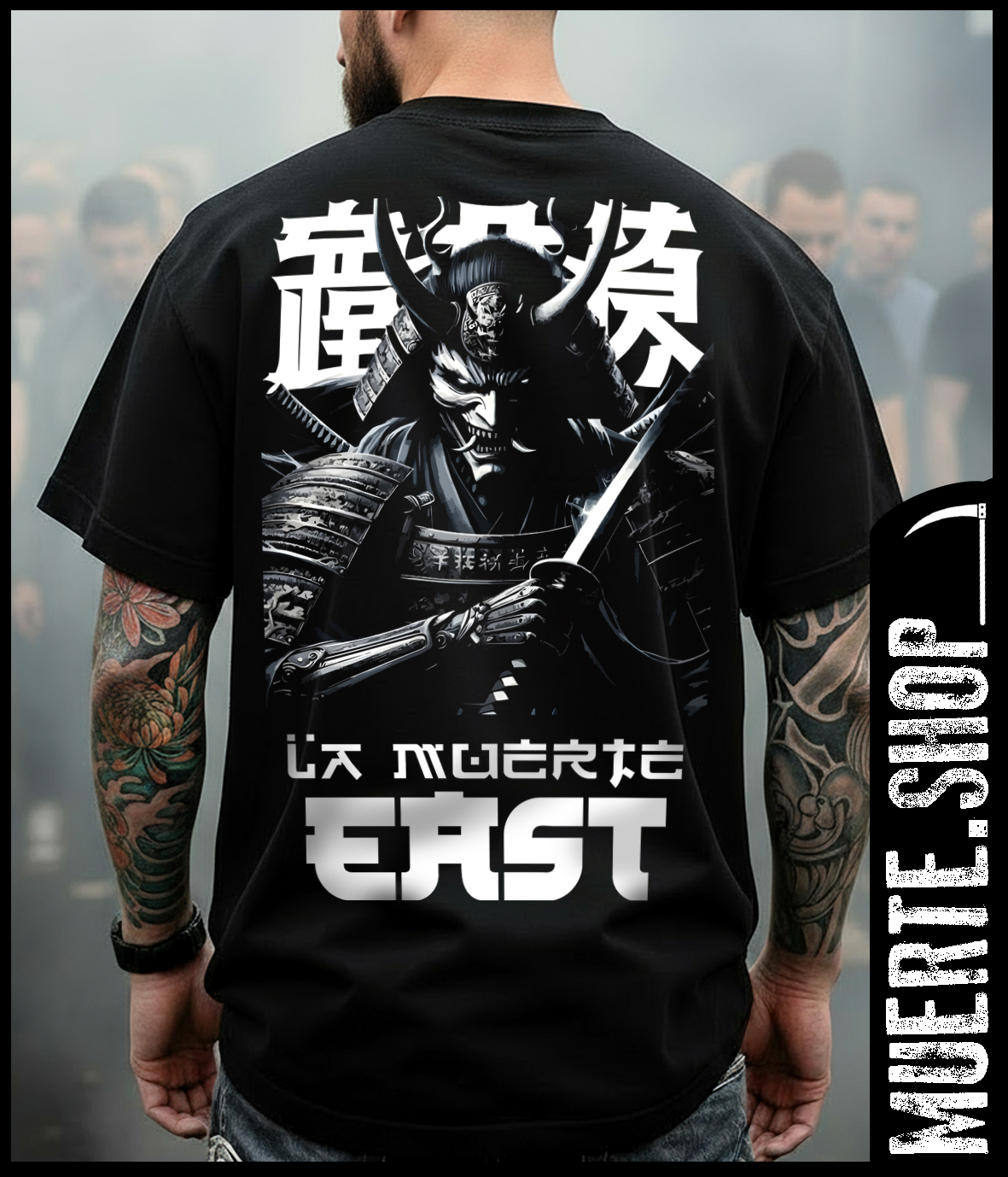 Черна тениска SAMURAI EAST с щампа Черна тениска SAMURAI EAST с щампа
